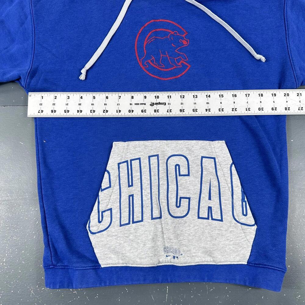 Chicago Cubs Hoodie Mens Small Blue Gray Sweatshirt Nike Midweight Spellout - Picture 5 of 8